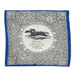 A 1927 horse racing Derby winners silk scarf with central jockey and horse 'Call Boy, Winner of