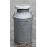 An aluminium milk churn, the top initialled 'EDCL', 67cms (28.5ins) high.