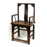 A Chinese hardwood armed chair.