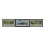 Three railway carriage advertising posters - The Langdale Valley Near Ambleside, M.V. Cambria and