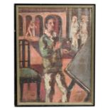 P Mleczko - Artist at his Easel - signed lower right, oil on board, framed, 26 by 35cms (10.25 by