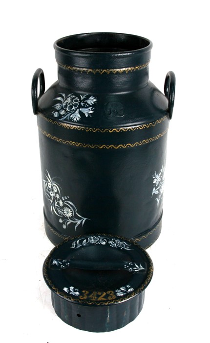 A Dutch hand painted aluminium milk churn, numbered '3423', 51cms (20ins) high. - Image 2 of 2