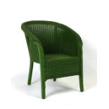 A green painted Lloyd Loom child's chair.