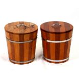 A pair of coopered lidded buckets, 30cms (11.25ins) diameter.