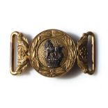 A 19th century Army Officers silver on brass waist belt buckle. Overall width 8.5cms (3.125ins)