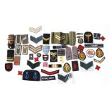 Bag of 50 assorted cloth badges, mainly Military