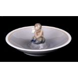 A Royal Copenhagen mermaid pin dish, 15cms (6ins) diameter.