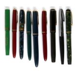 A quantity of fountain pens to include Parker and Burnham (9).