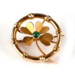 A 15ct gold four leaf clover brooch.