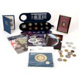 A quantity of proof and loose coins including the Millennium Time Capsule Proof Set.