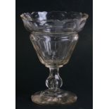 A 19th century cut glass pedestal vase (Possibly Irish), 19cms (7.5ins) high.Condition Report Chip