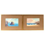 Herbert William Hicks (1880-1944) - a pair of Cornish seascape scenes, signed, watercolour, framed &