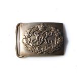 A 19th century Army Officers silver on white metal belt buckle. Overall width 7.5cms (3ins)