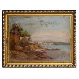 Late 19th century Impressionist style - Coastal Scene - oil on canvas, framed, 32 by 23cms (12.5