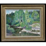 Elizabeth Lamorna Kerr (1905-1990) - Blackburn Creek, Canada - signed lower right, oil on board,