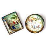 Two Persian hand painted mother of pearl brooches, the largest 4cms (1.6ins) diameter.