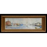 Sandy Gore (modern British) - Harbour Scene - signed and dated '80 lower left, watercolour, framed