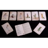 Nine hand decorated dance cards in the style of Kate Greenaway, each 9 by 5.5cms (3.5 by 2.1ins) (