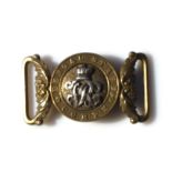 A 19th century Bengal Staff Corps silver on brass two part belt buckle. Overall width 8cms (3.