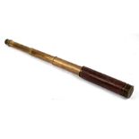 A leather bound three-draw telescope with makers name 'M. J. Dight, Exeter'.Condition Report Small