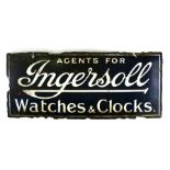 An Ingersol Watches & Clocks double sided enamel sign. 71cm ( 28 ins) wide