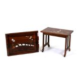 An Indian inlaid hardwood occasional table, 46cms (18ins) wide; together with a similar hardwood