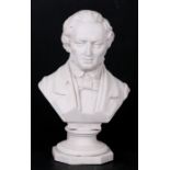 A German Parion ware bust depicting Chopin, 19cms (7.5ins) high.