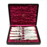 A Hardy Brothers cased set of dessert knives and forks with mother of pearl handles.Condition Report