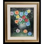 20th century school - Still Life of Flowers in a Vase - indistinctly signed lower left, oil on