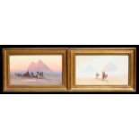 Douglas Houzen Douglas (1886-1949) - a pair of Egyptian scenes depicting figures and pyramids,