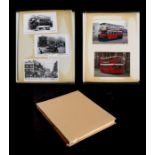 An album containing postcards, photographs of buses; together with a quantity of London Transport