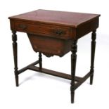 A late 19th century rosewood work table, the rectangular top with inset red leather.