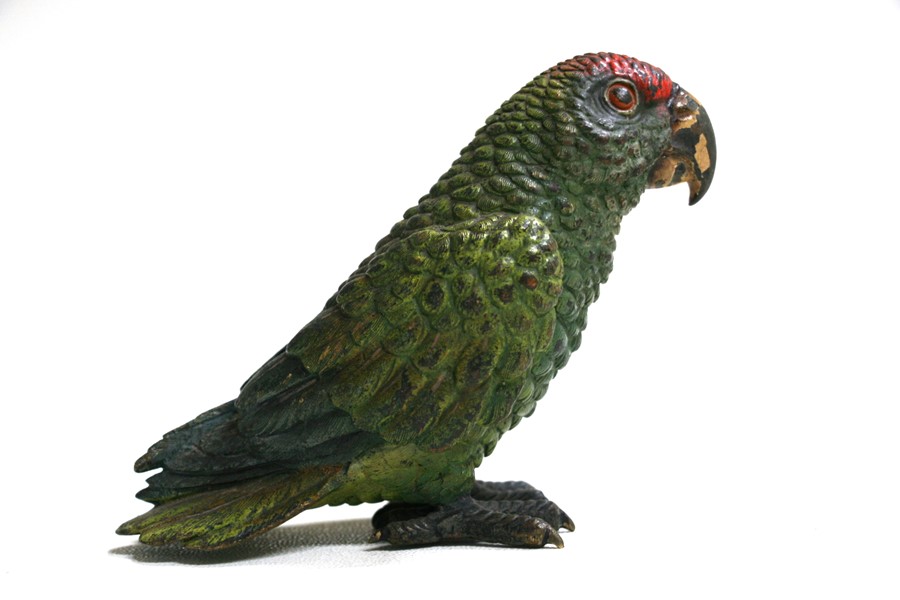 A large cold painted Vienna bronze figure of a parrot, 9cms (3.5ins) high.Condition Report Loss of - Image 6 of 7