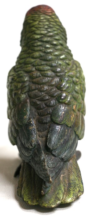 A large cold painted Vienna bronze figure of a parrot, 9cms (3.5ins) high.Condition Report Loss of - Image 3 of 7