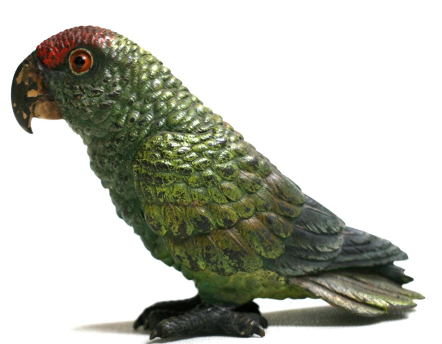 A large cold painted Vienna bronze figure of a parrot, 9cms (3.5ins) high.Condition Report Loss of - Image 4 of 7