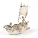 A Berthold Muller miniature silver ship, import marks for Chester 1904, 9cm (3.5ins)