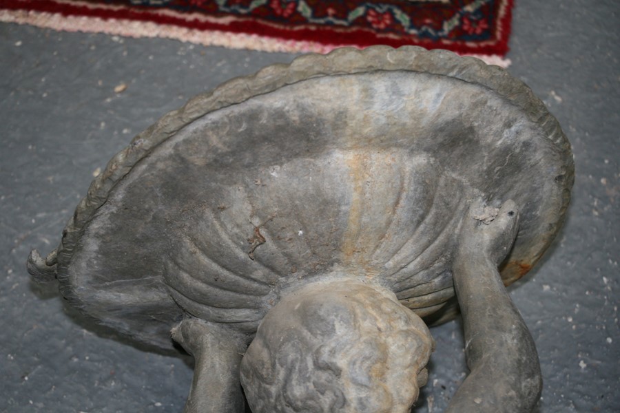 A lead birdbath in the form of a cherub, 70cms (27.5ins) high. - Image 2 of 9