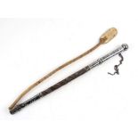 A Russian silver and niello riding crop, 44cms (17.25ins) long.