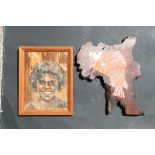 Australian interest. A Martin(?) - Study of an Aboriginal Child - oil on tree bark, framed, 14 by