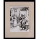 R Savage - Gentleman Entering a Tavern - signed lower edge, pen & ink (possibly for a book