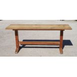 An oak rectangular refectory style serving table, 183cm (72ins) long.