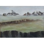 Yolanda Aguirre - Mount Illimani, Bolivia - signed lower right, oil on canvas, framed, 91 by