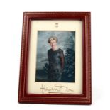 A signed photograph of Princess Alexandra of Kent, in a Smythson of Bond Street red leather strut