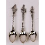 Three Dutch silver tea spoons.