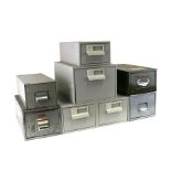 A two drawer metal Filing or Collectors Cabinet 43.5cms (17.125ins) wide by 40.5cms (16ins) deep and