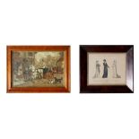 A 19th century fashion print in a good quality rosewood frame, 30 by 25cms (12 by 13.75ins);