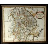 Morden (Robert. d1703) - Lincolnshire - a hand coloured map, framed & glazed, 44 by 36cms (17.25