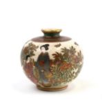 A Japanese miniature Satsuma vase, of compressed globular form, decorated with figures amongst