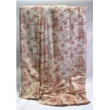 Two pairs of Toile de Jouy curtains, one pair 89.5 length by 51.5ins width (ungathered at the