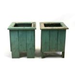 A pair of painted pine garden planters, 35cm (30.75ins) wide.